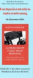 Download des Flyers zur Buchpräsentation "Alfried Krupp fliegt nach Mariupol"